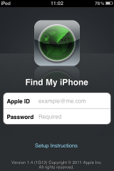 log in to find my iPhone app